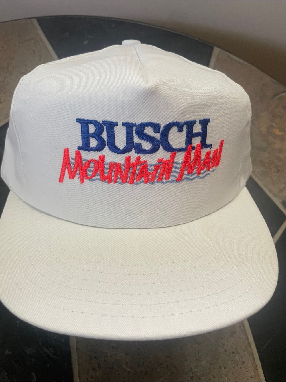 BUSCH Mountain Man White Embroidered Snapback Hat